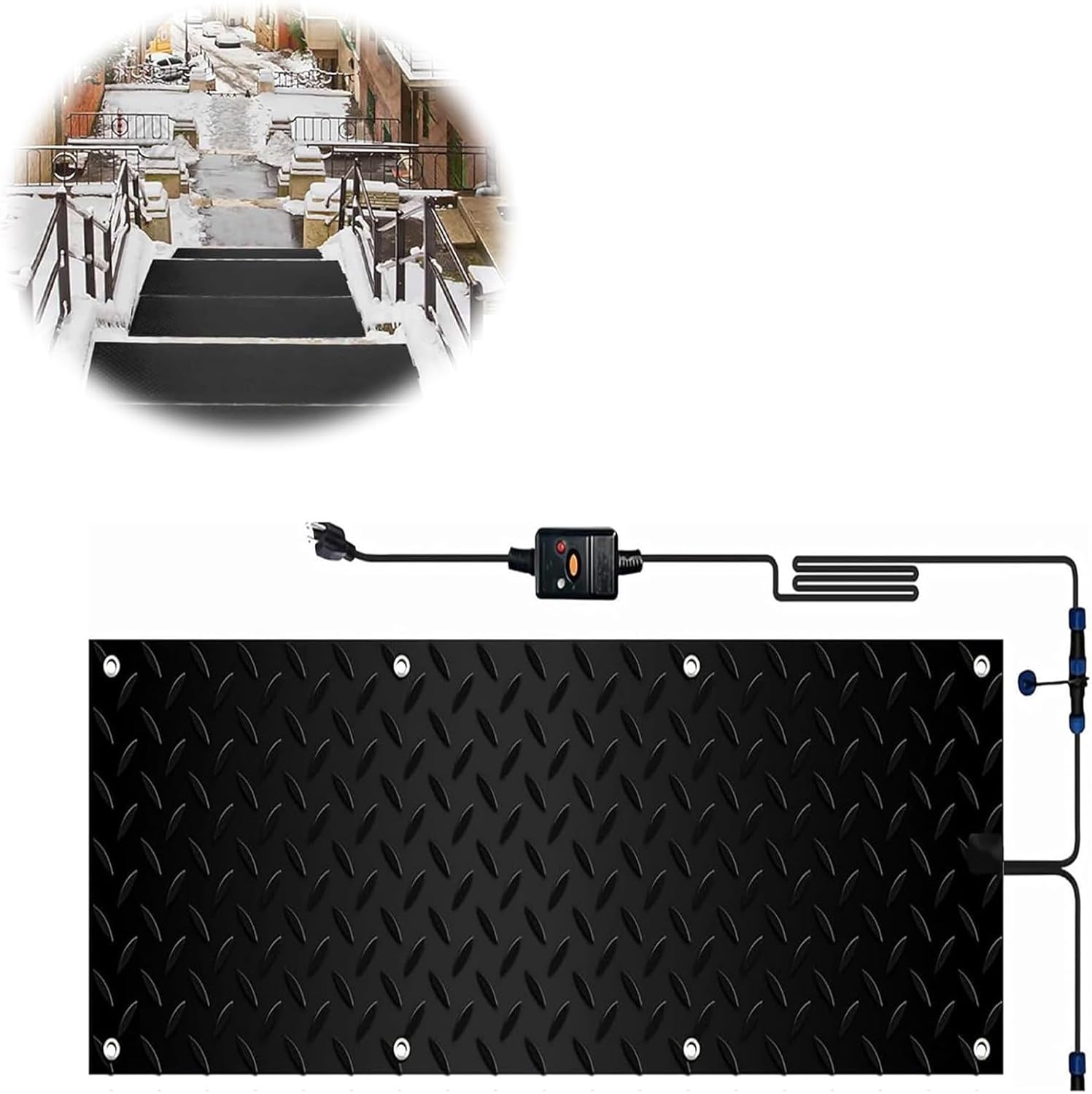 Outdoor Snow Melting Mats , Snow and Ice Melting Mats Winter Outdoor Stairs Heated Snow Removal Mats Non-Slip Entrance Sidewalk Mats 2 Inch/Hour Melting Rate for Outdoor Roofs(1 Pcs,30x90cm/12x36in)