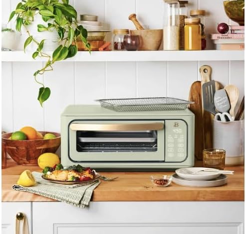Beautiful Infrared Air Fry Toaster Oven, 9-Slice, 1800 W, by Drew Barrymore (Sage Green)