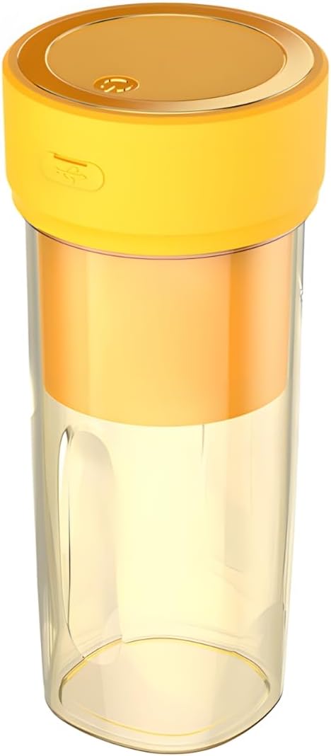 Portable Electric Juicer Cup, Wireless Rechargeable Blender with 4-Blade Design, Food Grade PP Material, Yellow (Orange yellow)