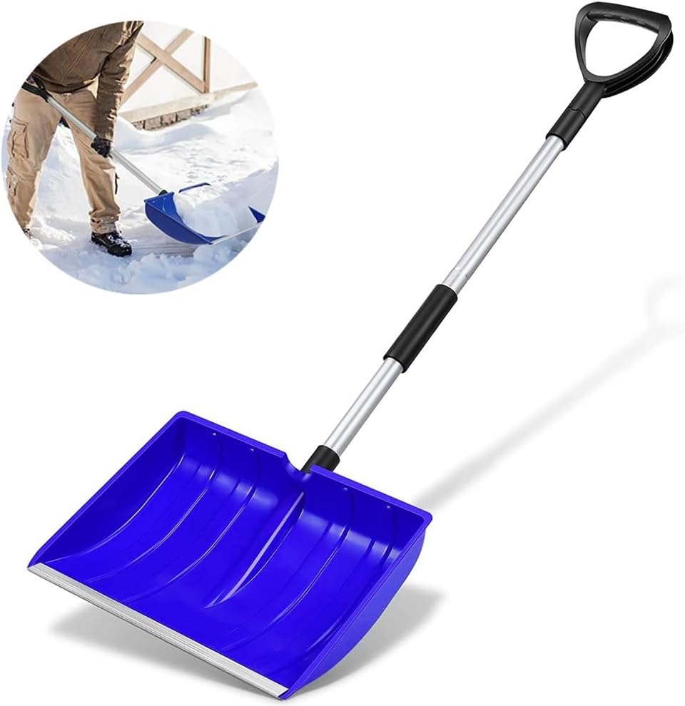 Snow Shovels, 2024 New Upgrade Snow Shovels for Snow Removal, Aluminum Portable Snow Shovel for Garden, Camping, Snowman Playing and Emergency (Size : Blue)