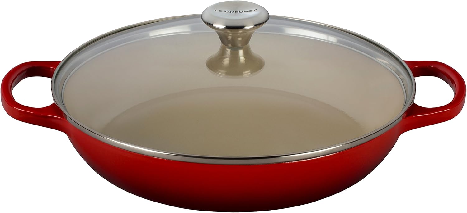 Le Creuset of America Enameled Cast Iron Buffet Casserole with Glass Lid, 3 1/2 quart, Cherry