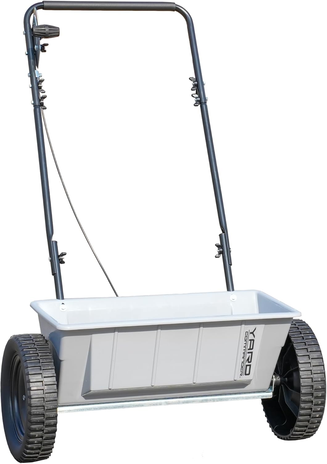 Yard Commander - 60 LB Walk-Behind Push Drop Spreader - Holds Up to 15,000 SQFT of Product - Great for Applying Fertilizer & Grass Seed - Adjustable Drop Rate & Composite Hopper