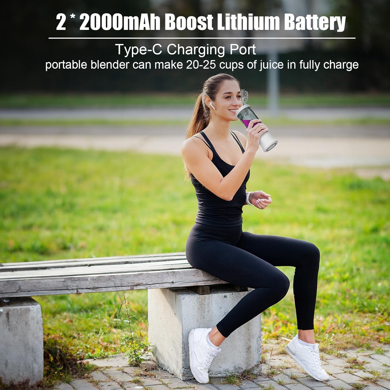 TARSHYRY Blender Smoothie Maker, Mini Stand Mixer Portable for Shakes and Smoothies with 6 Blades Stainless Steel Starter with Travel Lid,600 ml Bottle for Kitchen, Home, Travel (White)