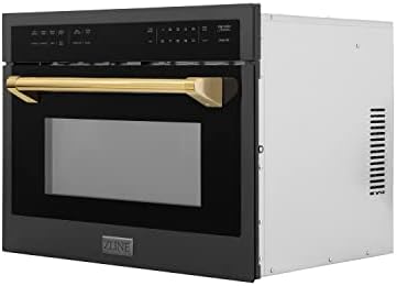 ZLINE Autograph Edition 30” 1.6 cu ft. Built-in Convection Microwave Oven in Black Stainless Steel and Champagne Bronze Accents