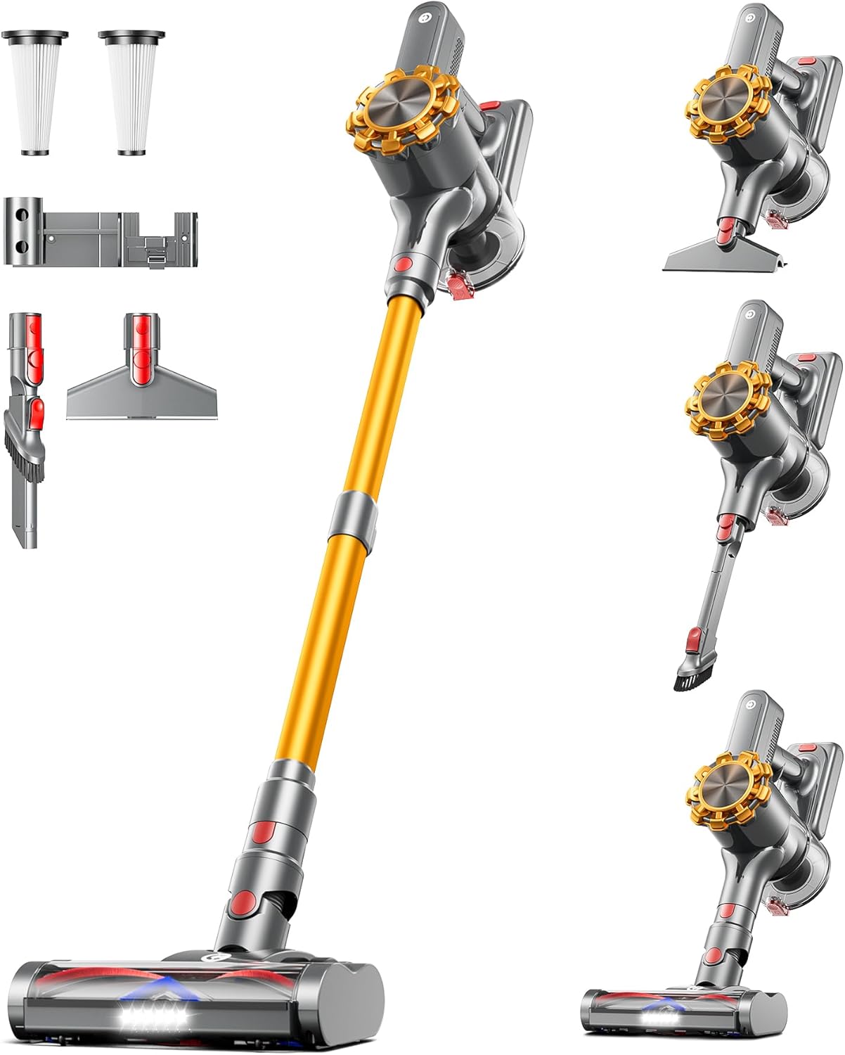 Cordless Vacuum Cleaner, 500W/45Kpa/60Mins Vacuum Cleaners for Home with LED Display, Anti-Tangle Stick Vacuum, 1.5L Dust Cup, 8 in 1 Lightweight Wireless Vacuum for Hard Floor/Carpet/Pet Hair