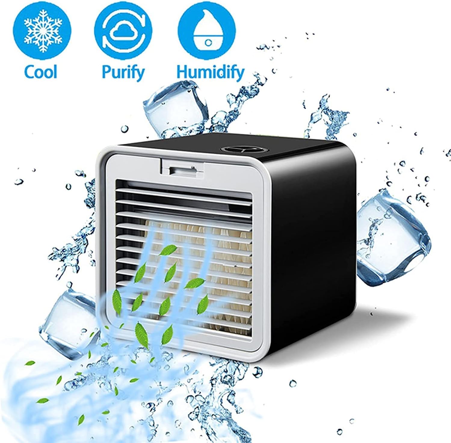Portable air Conditioner Air Cooler Portable Cooling Fan Built-in 380ml Water Tank 3 Adjustable Speeds USB Personal Table Fan for Home Office and Room