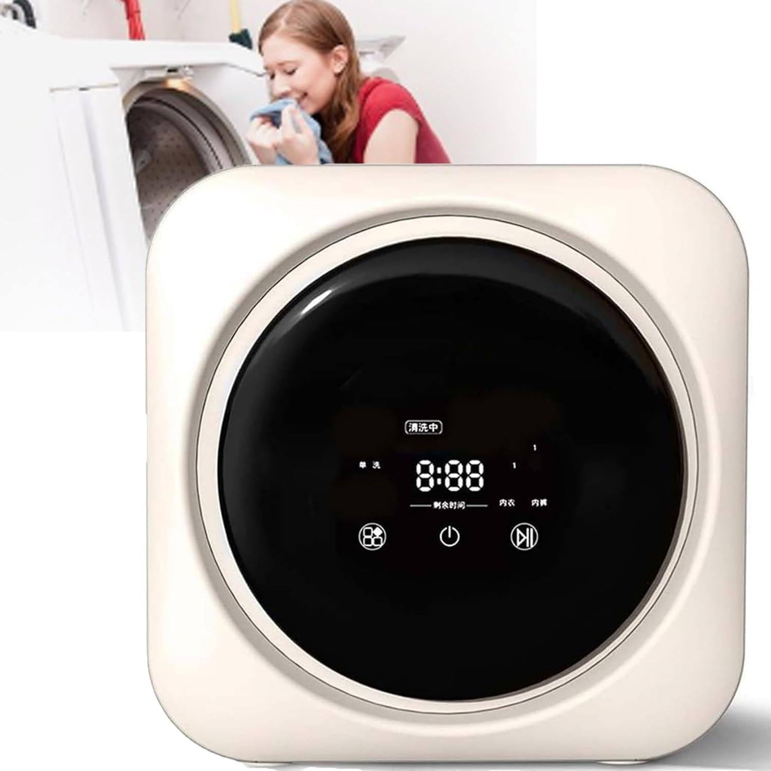 Portable Clothes Washing Machines,Underwear Washing Machine, Fully Automatic Front Drum Washing Machine Washing Capacity 0.3kg for Dormitory Travel Washing