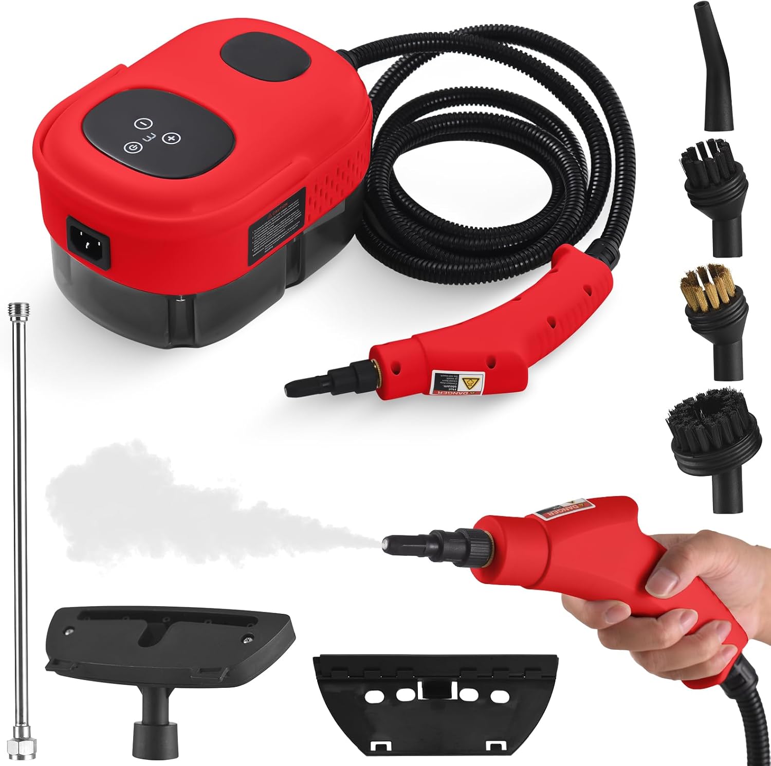 Decdeal Pressurized Handheld Steam Cleaner with 8pcs Accessories, Smart Touch Screen 6 Levels Adjustable Deep Cleaning Steamer