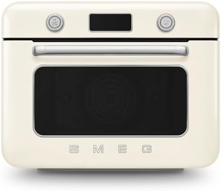 SMEG COF01Countertop Combi Oven - Multi-Function Grill, Air Fry, Steam, Bake, Convection, Defrost, and Warm, 10 Cooking Functions - Made In Italy (Cream)
