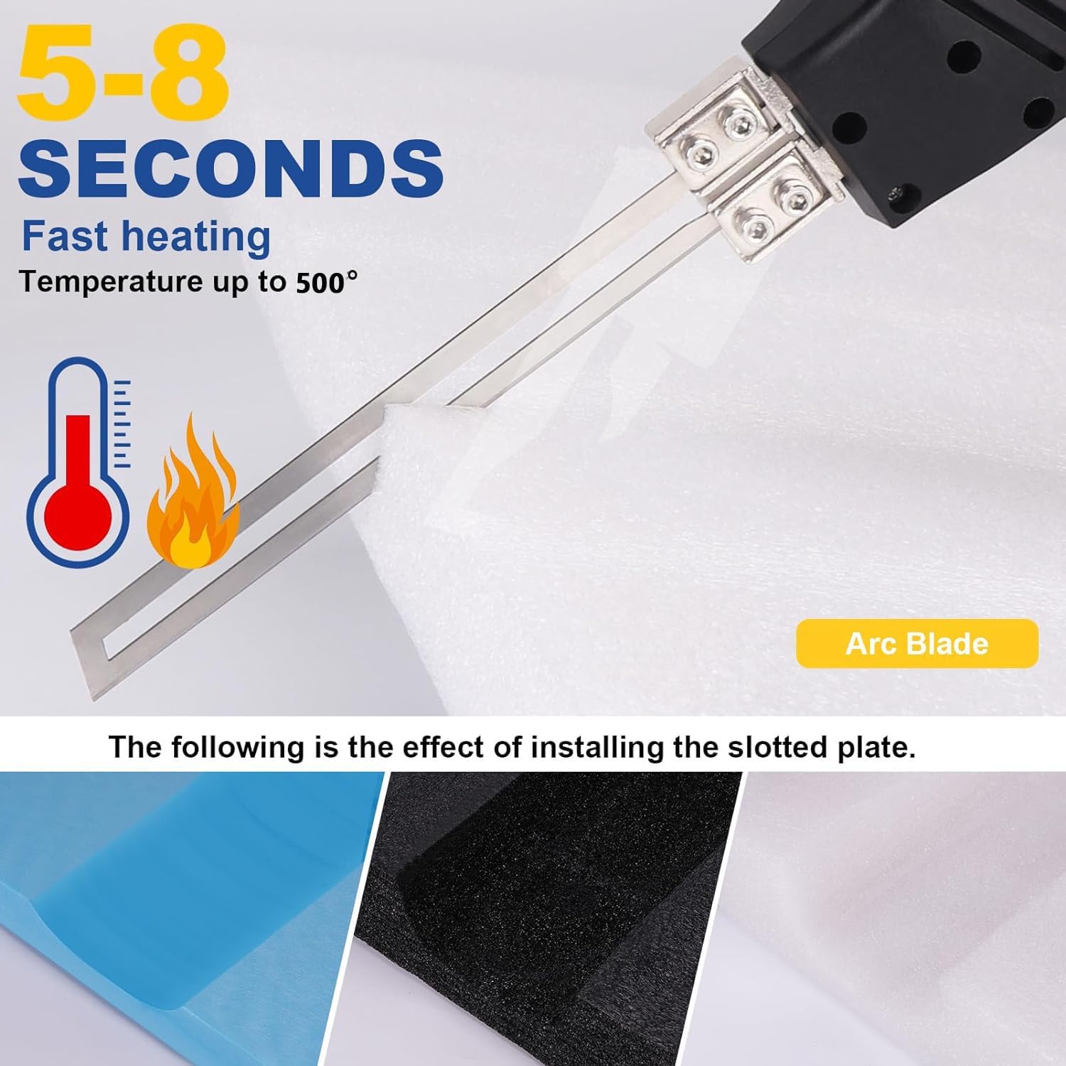 500℃ Hot Knife Foam Cutter,5s Fast Heating,15-Speed Temperature Adjustment,Dual Fan Cooling,With Electronic Micro Switch,Close When Released,Suitable for Slotting/Cutting of Rubber, Nylon and Fiber