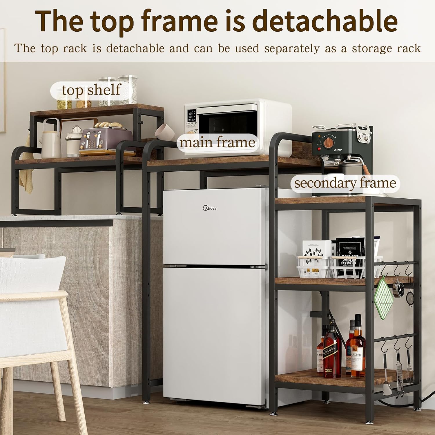 7-Tier Mini Fridge and Microwave Stand Shelf Organizer,61.6