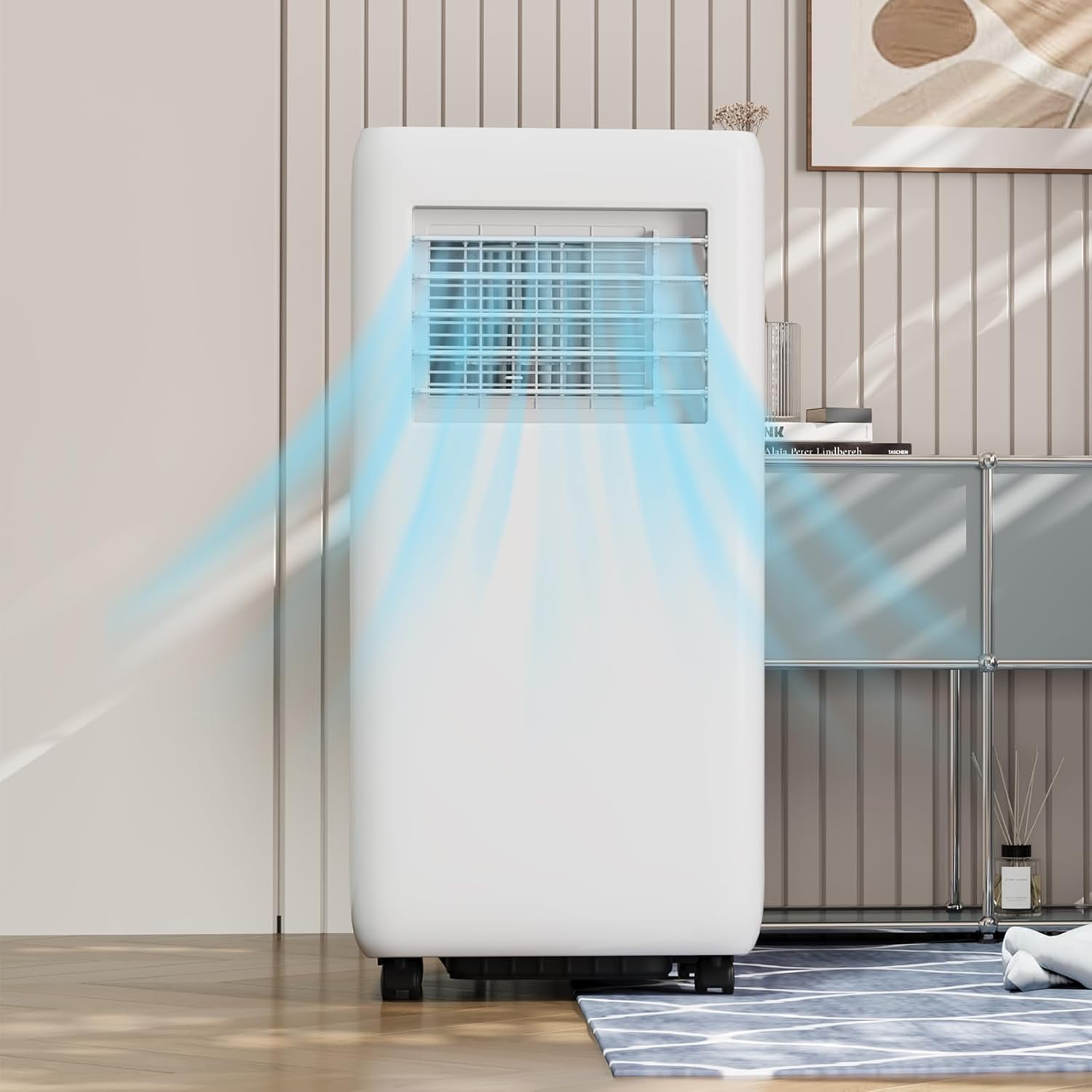 10,000 BTUs Portable Air Conditioner, Portable AC Unit Cool Up to 450 Sq.Ft., 3 in-1 Dehumidifier, Fan, Cool, Air Conditioner with Remote Control, LED Display, Window Kit, Sleep Mode, White
