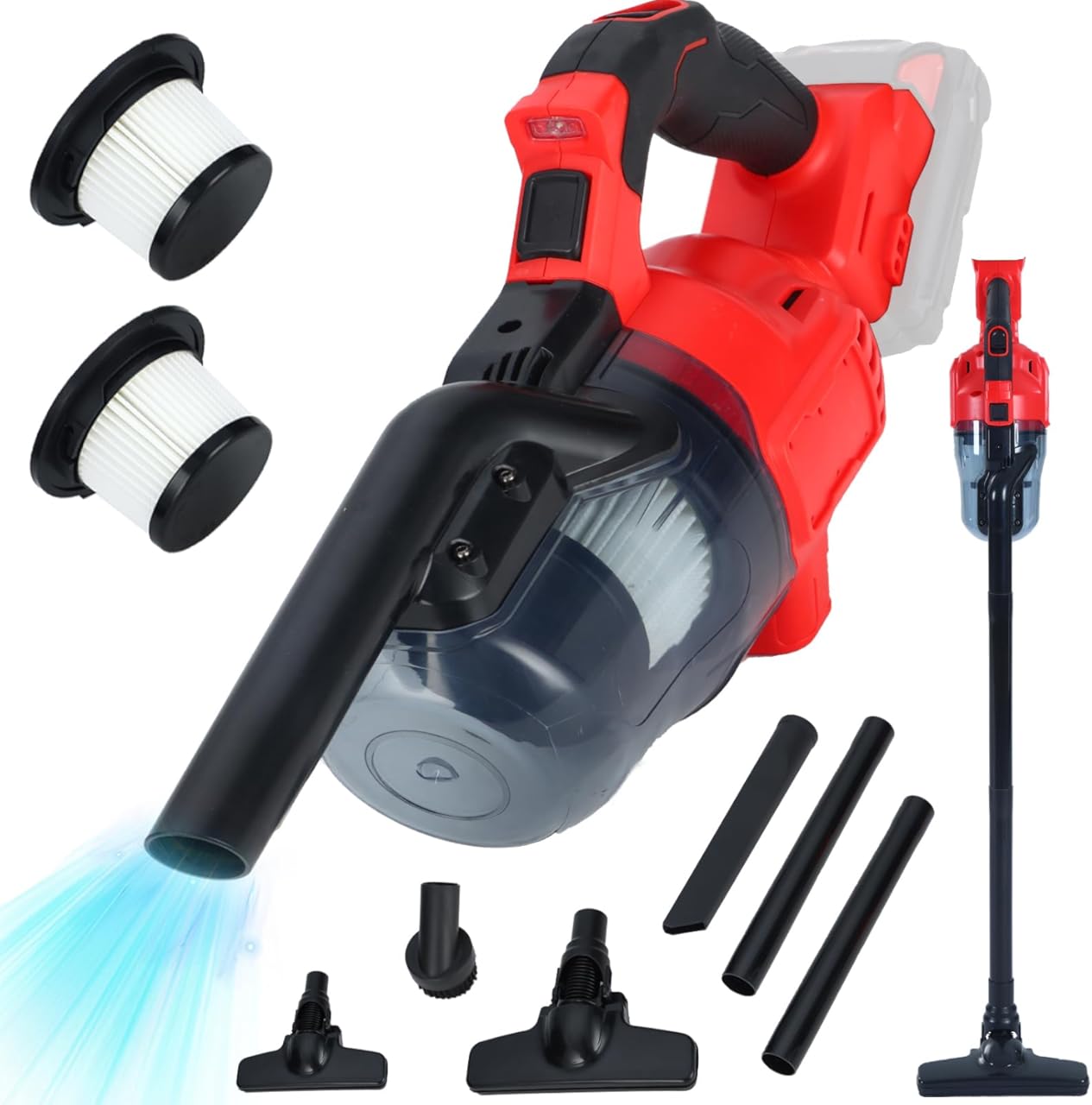 Cordless Vacuum Compatible with Milwaukee 18V Battery, Handheld Vacuum Cleaner ｗith 2 Washable HEPA Filters, Brushless Vacuum for Wood Floor, Carpet, Car Cleaning (Battery Not Included)