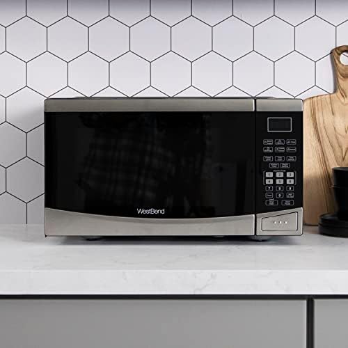 West Bend 0.9 Cu Ft 900W Microwave & Woods 40' 16/3 White Extension Cord with 3 Outlets