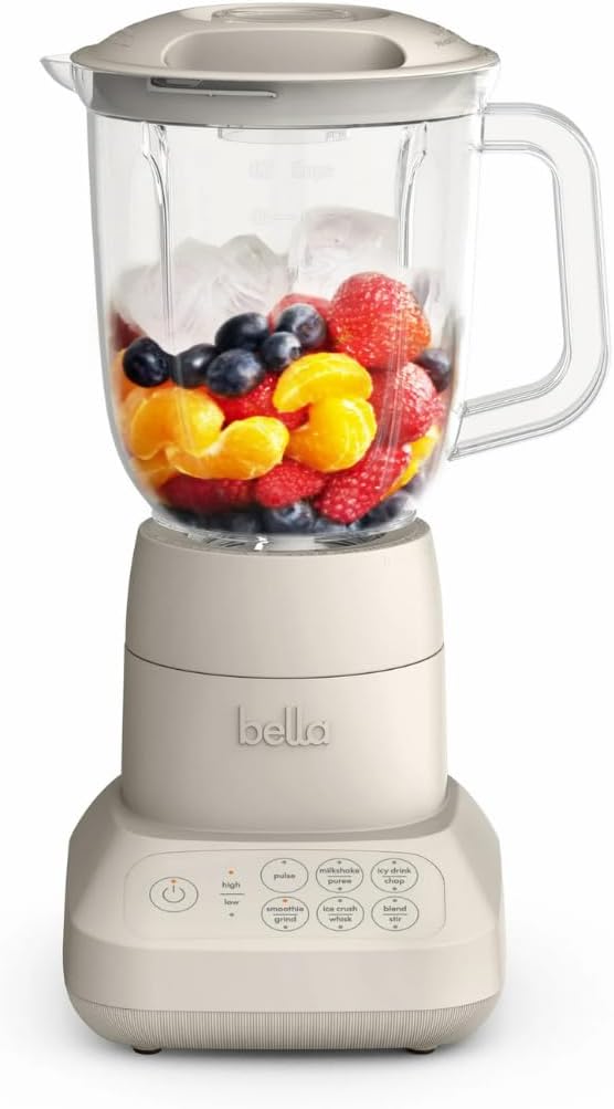 Bela Blender with BPA-Free 48oz Jar,450W Motor,Stainless Ice-Crushing Blades,Built-In Measuring Cap,Compact, Juicer,for Juice,Smoothies,Smoothie,Ice Drink and Milkshake,Space-Saving Design,Oatmilk