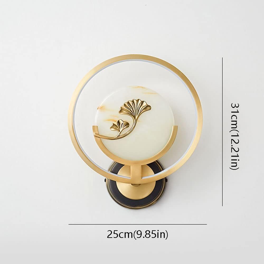 Wall Light Indoor Brushed Brass Circular Sconce Modern Marble LED Lamps Living Room Study Lighting Bedroom Hallway Lights,Household