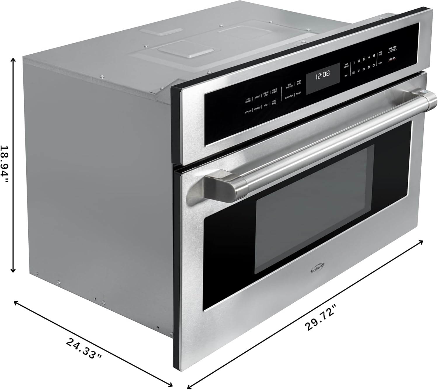 KoolMore 30 in. Built-in Microwave with Convection Oven and Air Fryer, 1000W Power with 10 Levels, UL Listed and 1.6 cu. ft. Capacity in Stainless-Steel (KM-CWO30-SS)