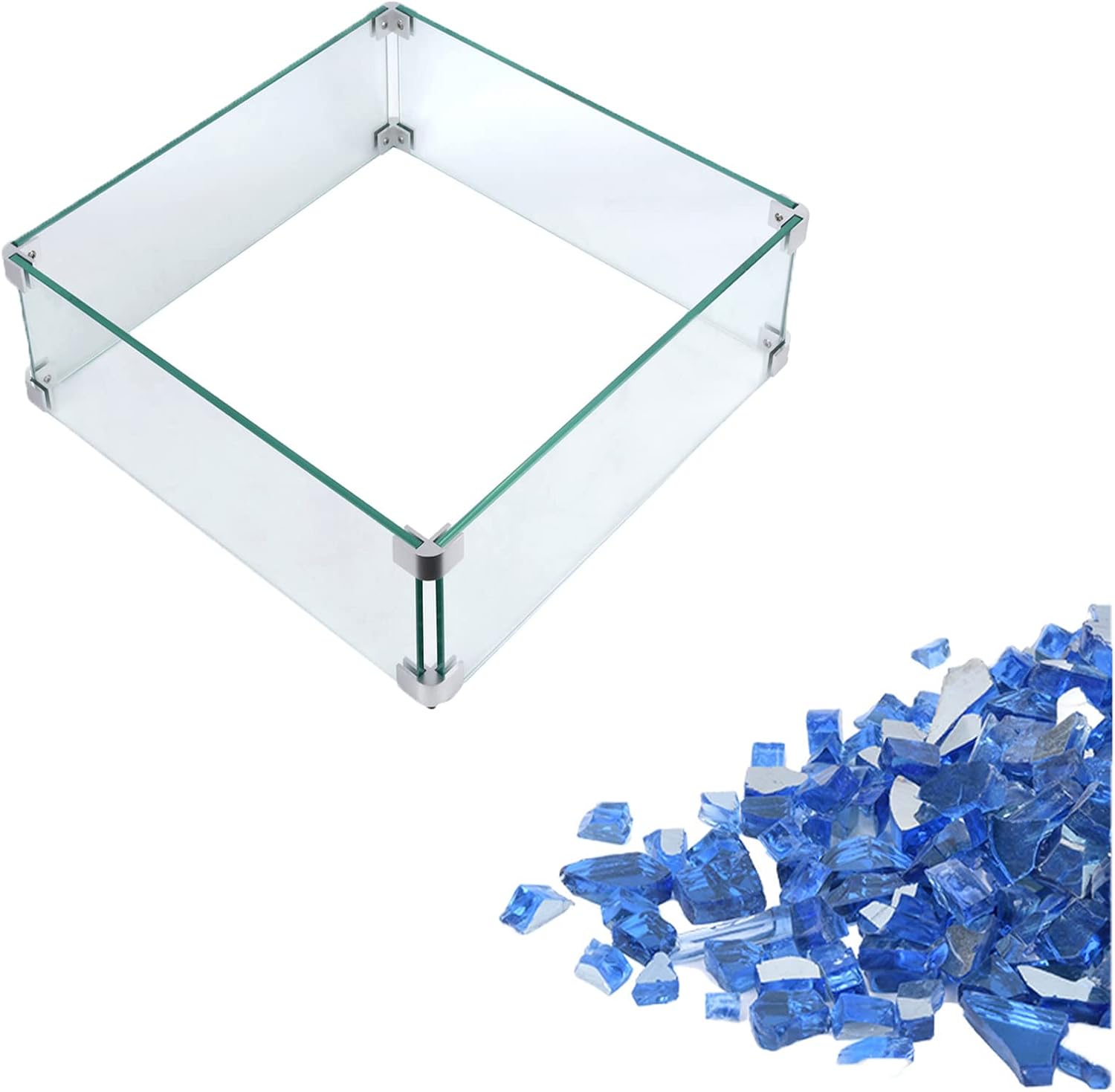 17.5 Fire Pit Wind Guard and Fire Glass for Propane Fire Pit, Decorate to Protect Your Fire Pit, Save Energy.