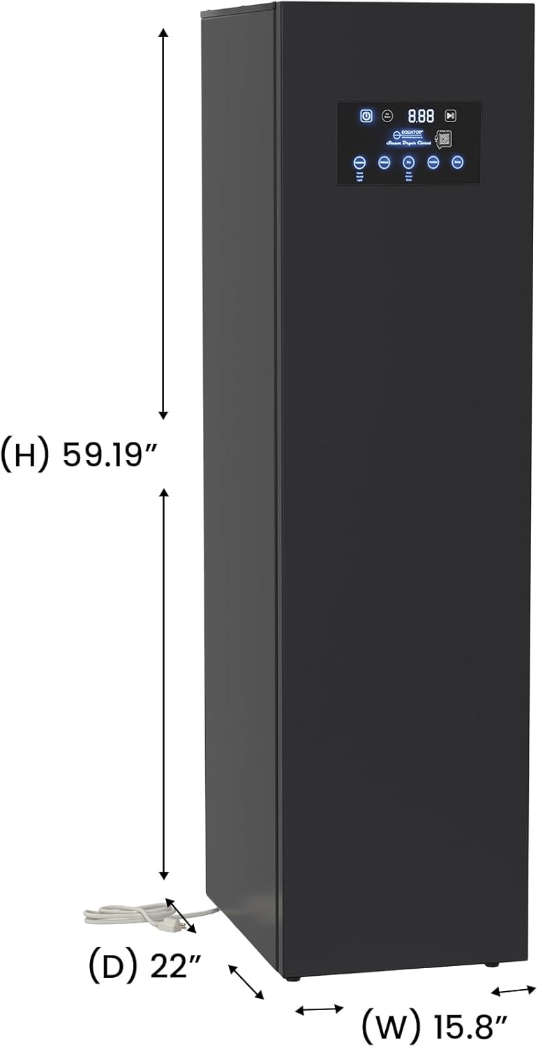 Equator 7.6cf Smart Steam Dryer Closet 4 Moving Hangers Quick20 Refresh Wrinkle Free in Black