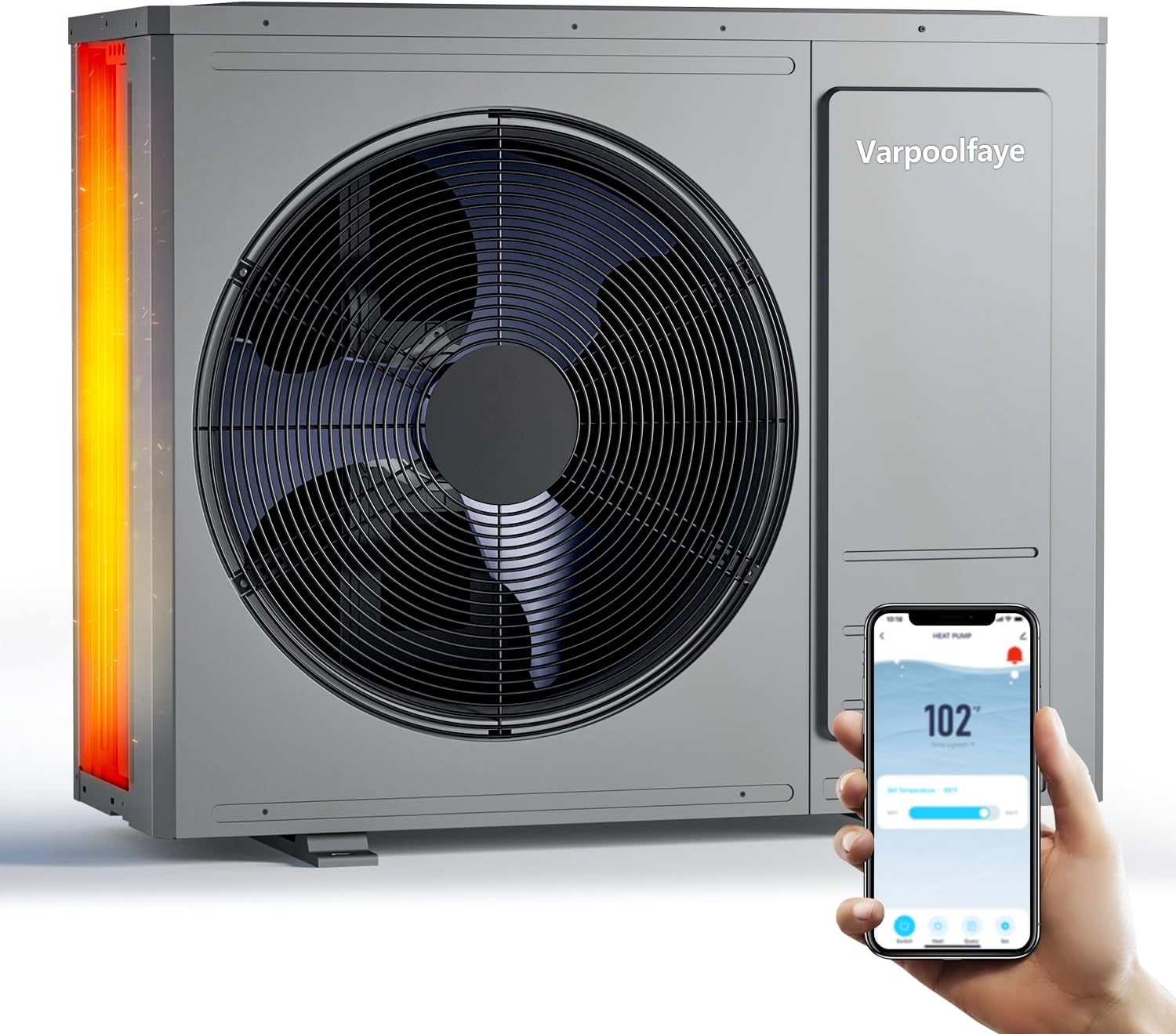 35100 BTU Pool Heater for Above Ground Pool,10000 Gallons Electric Pool Heater for Inground Pool,WiFi Control,Heating and Cooling Pool Heat Pump 220V 60HZ