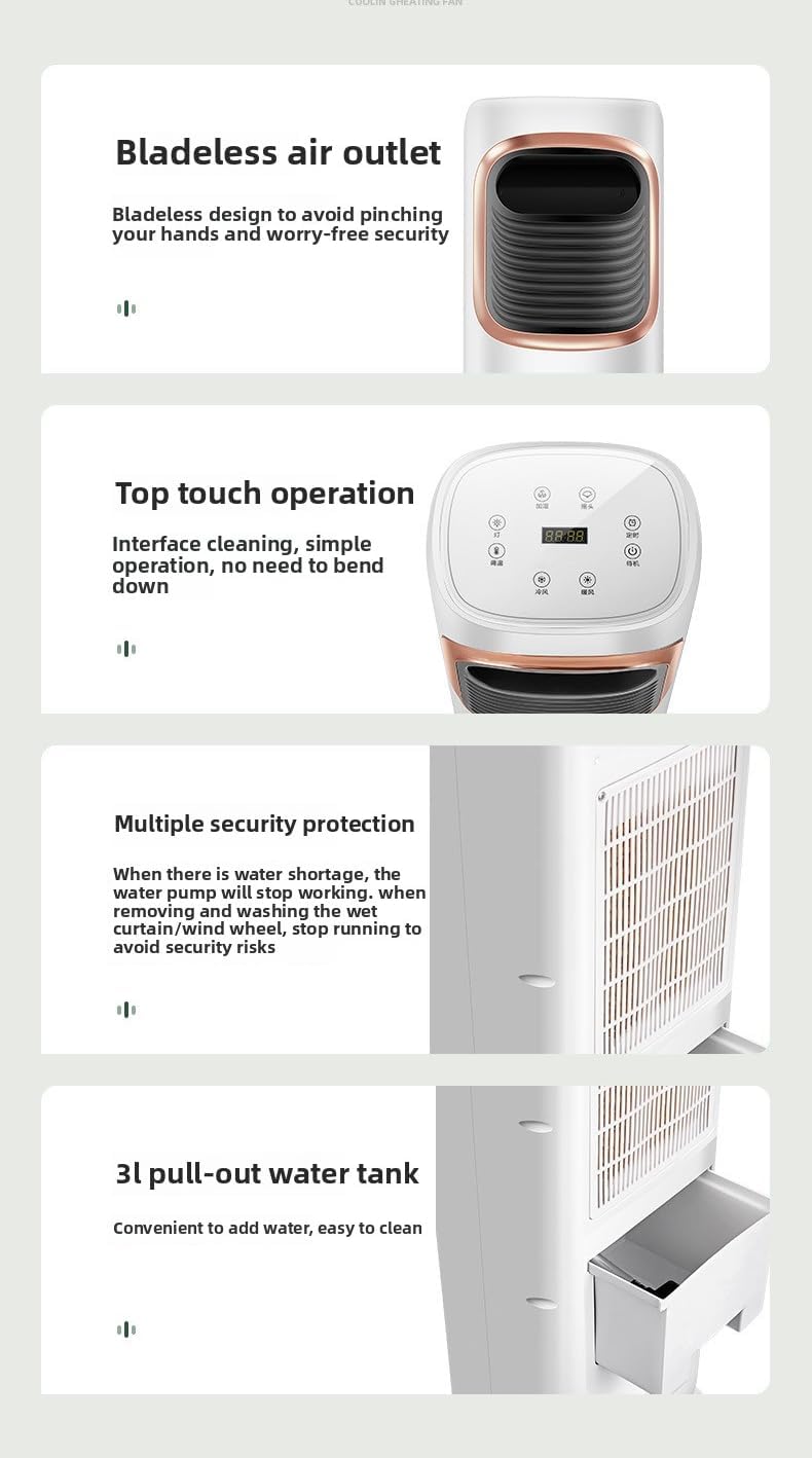 Aottop Evaporative Air Cooler, Tower Fan for Bedroom, Standing Fan, 80° Oscillating, Removable Water Tank, Ice Packs, Remote Control, 3 Speeds, Swamp Cooler for Bedroom with 3L Tank