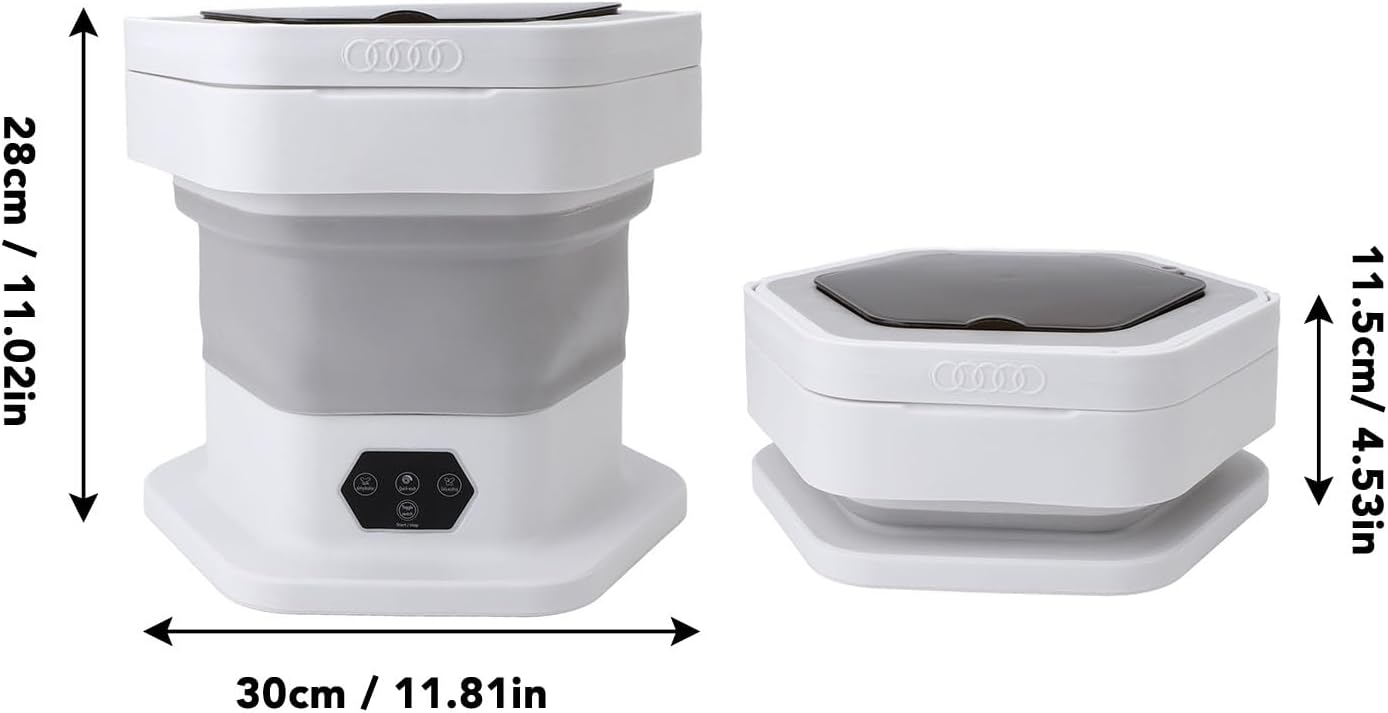 Portable Washing Machine Miniature Washer Spin Dryer Laundry Washer for Underwear Baby Clothes (Grey)