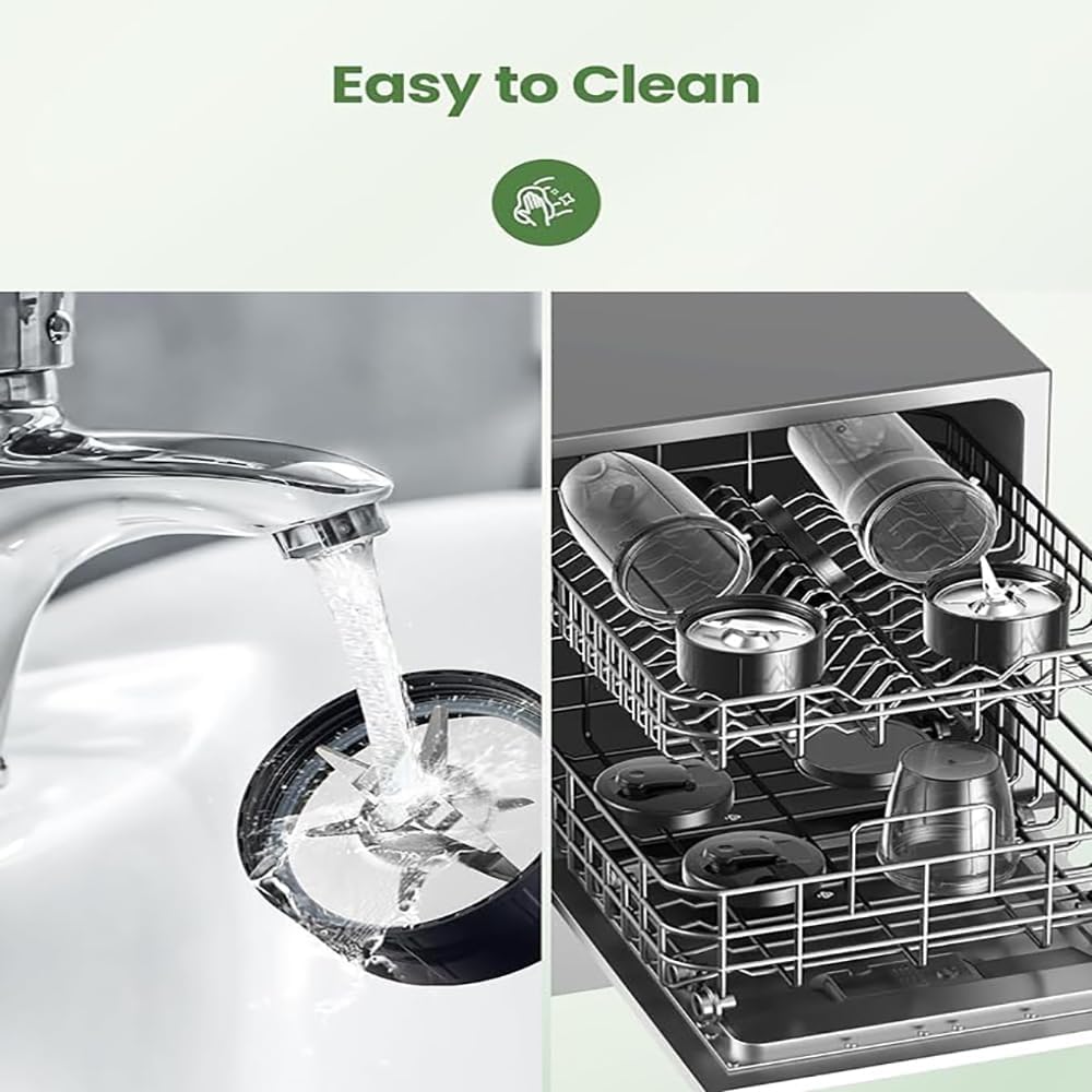 1200W High-Power Personal Blender for Shakes and Smoothies – VEWIOR Compact Blender with 6 Stainless Steel Blades, 22oz BPA-Free To-Go Cups, 3 Speed Modes (Grey)