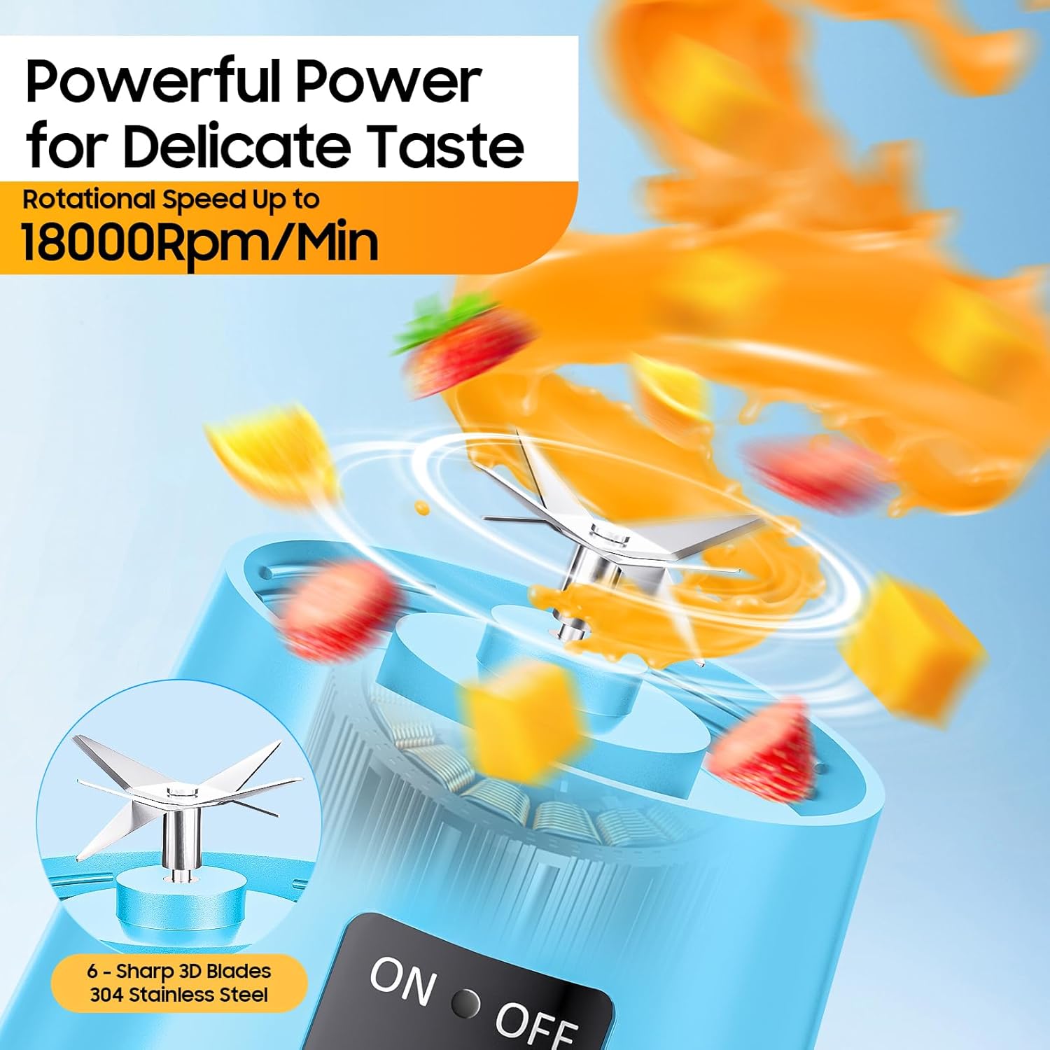 Cordless Mini Blender Make Smoothies & Shakes - Portable Blender with 380ML BPA-Free Travel Cup, USB Rechargeable, Easy to Clean, Suit in Gym/Office