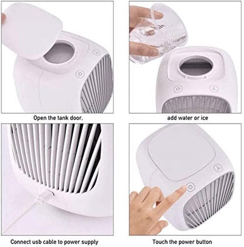 Portable Air Conditioner, Personal Mini Air Conditioner Fan, Quiet Desktop Cooler Humidifier for Room/Office/Camping