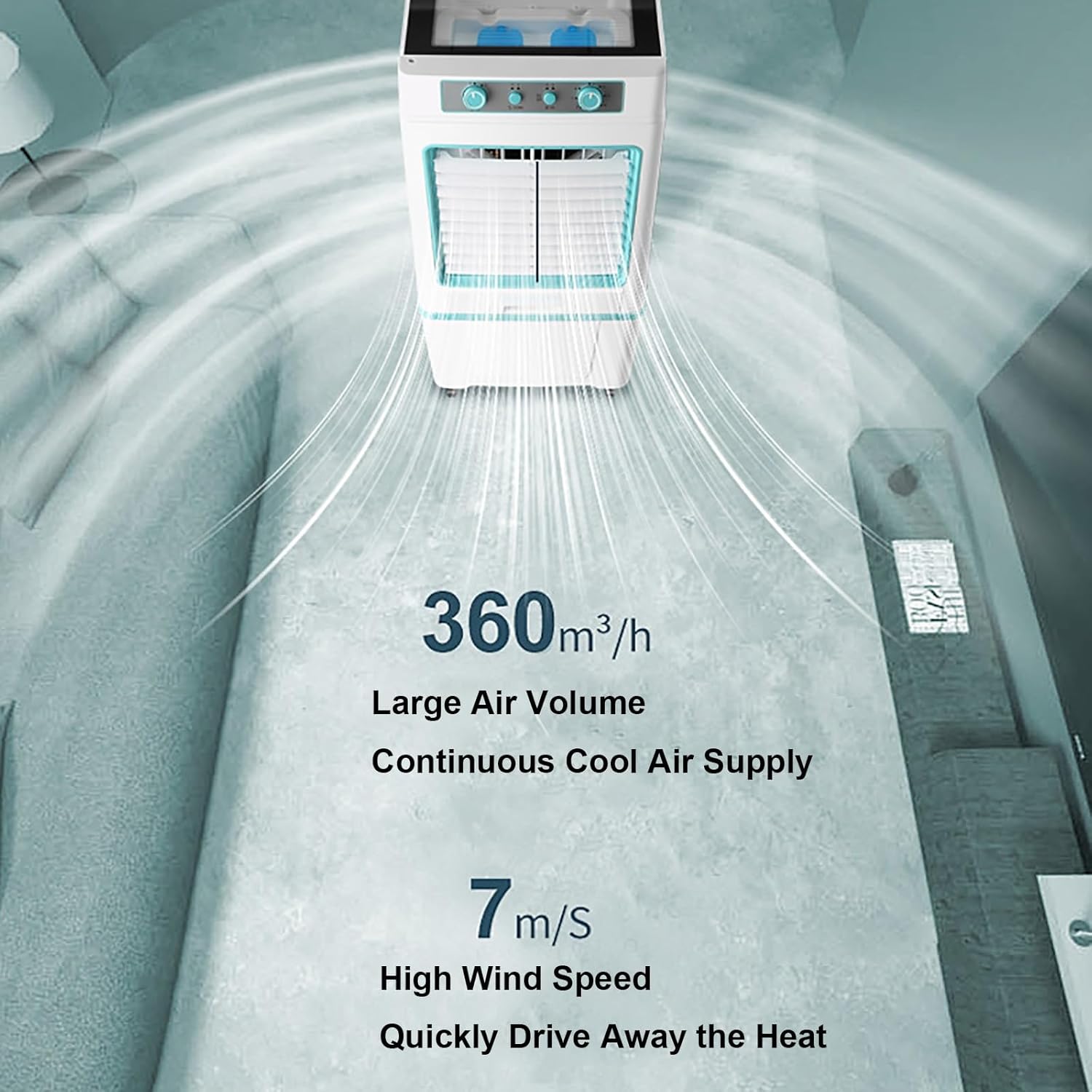 4000CFM Portable Air Conditioner, 3-In-1 Evaporative Air Cooler 40L Tank, 4 Ice Packs, 3 Modes & 3 Speeds, Swamp Cooler Fan, No Hose Needed, 43in