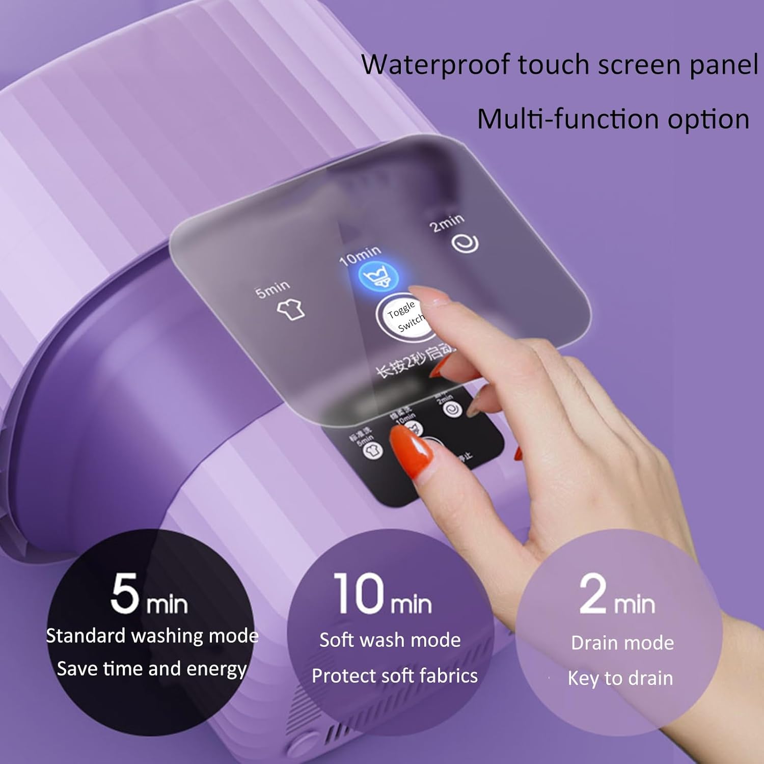 Portable Washing Machine, High Capacity Mini Washing Machine Foldable, with Soft Spin Dry for Socks, Baby Clothes, Towels, Delicate Items (Color : Green)