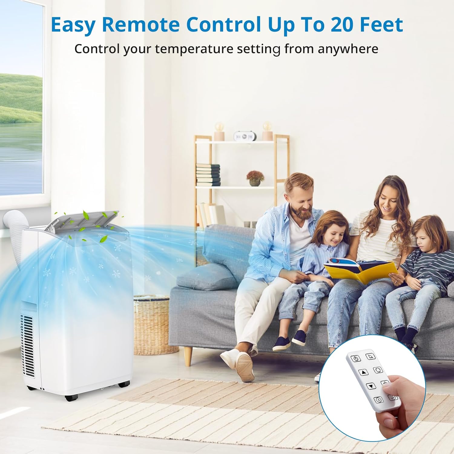 12,000 BTU Portable Air Conditioners/Portable Air Conditioners with Remote Control, Cooling Area Up to 350 sq.ft, 3 in 1 AC Portable Unit with Dehumidifier/Fan & Window Kit Included