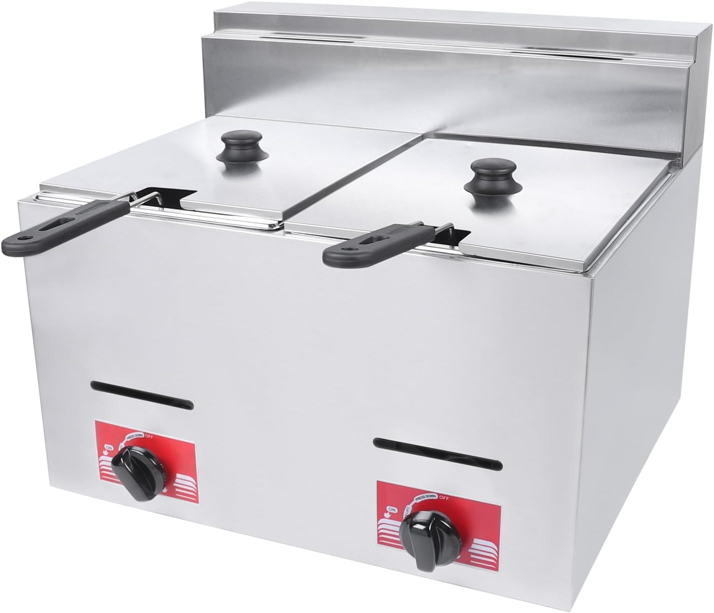 Propane Deep Fryer with Stainless Steel Twin Tanks & Safety Handles Outdoor Gas Fryer for Chicken Fries & Onion Rings