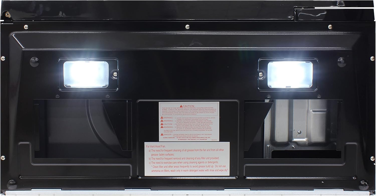 BRAMA Microwave Oven 1000-Watts Over the Range with Sensor Cook and Defrost, Pre-Set Cooking Modes, Child Safety Lock, Electronic Control Panel and Glass Turntable and Hidden Vent, 1.6 Cu.Ft., Black