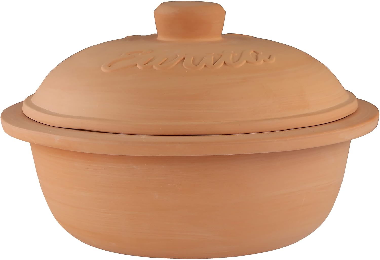 RestonLloyd Eurita 4 Quart Terracotta Clay Non Stick Dutch Oven – Natural, Lead Cadmium‑Free, Oven & Microwave Safe, Rustic Slow-Cooker Pot Roasting & Casseroles, Healthy cooking with recipe guide