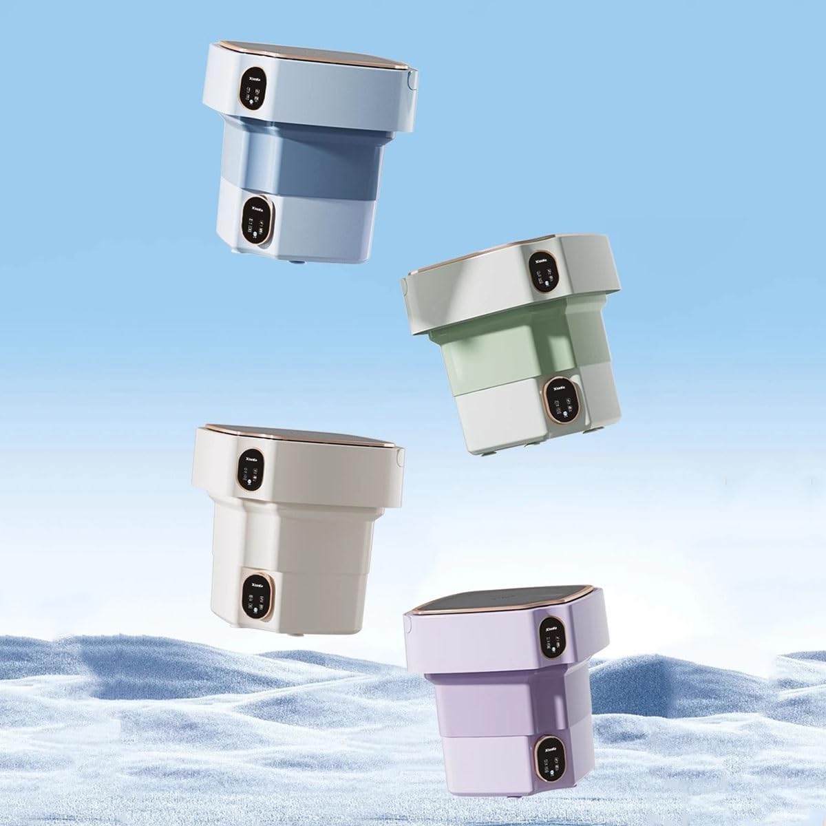 Mini Foldable Washing Machine 12X12X13in Portable Washer 17L Capacity Convenience And Efficiency For Camping, Travelling, Apartment & Tiny Spaces(Beige)