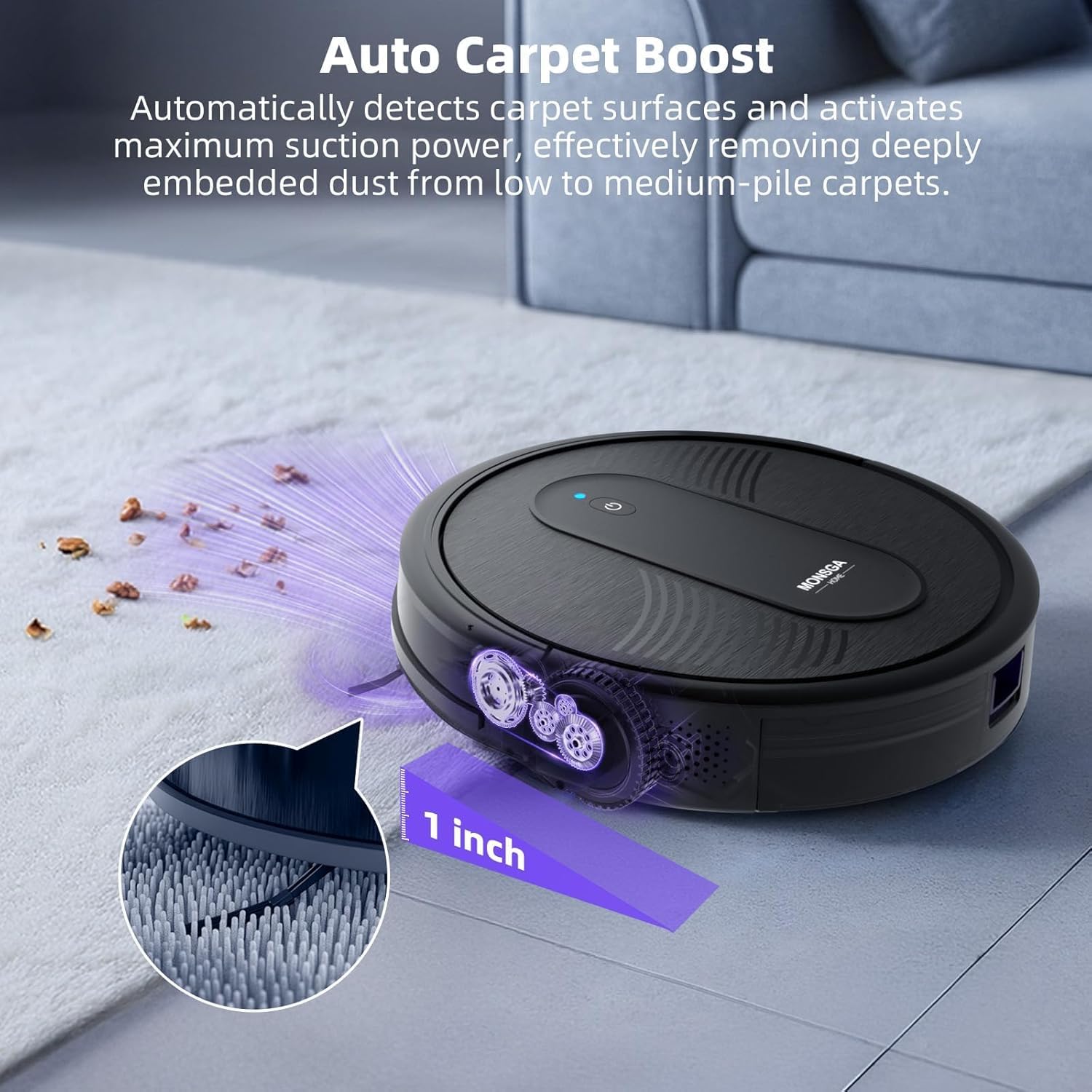 MONSGA Robot Vacuum Cleaner, 4000Pa Powerful Suction Robotic Vacuum, 3.2