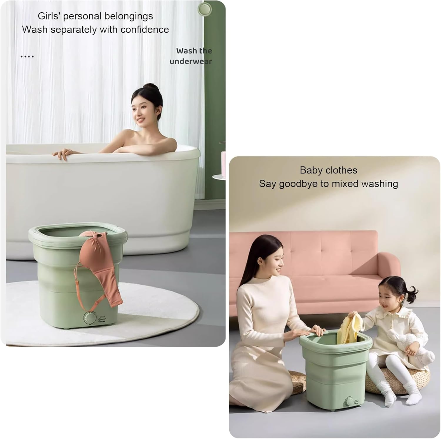 Portable Washer Machine, Foldable Mini Washing Machine, Small Washing Machine with Dryer, Travel Washing Machine, for Baby Clothing, Underwear, Camping, RV Travel(Blue)