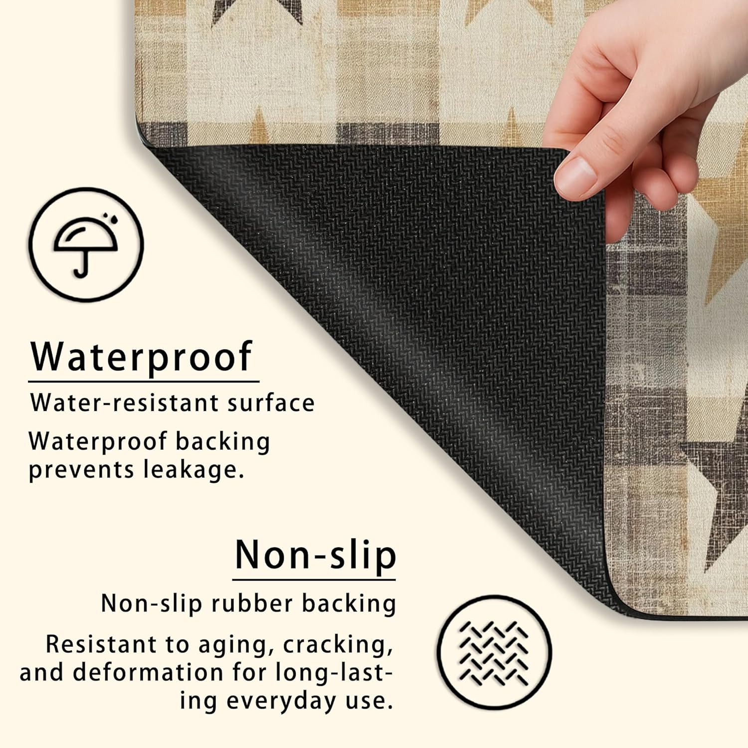 Rustic Star Washer Dryer Top Protector Mat, Farmhouse Style Laundry Machine Dust Covers, Cozy Vintage Rustic Anti-slip Waterproof Washer And Dryer Mats for Laundry Room 24x24 Inch