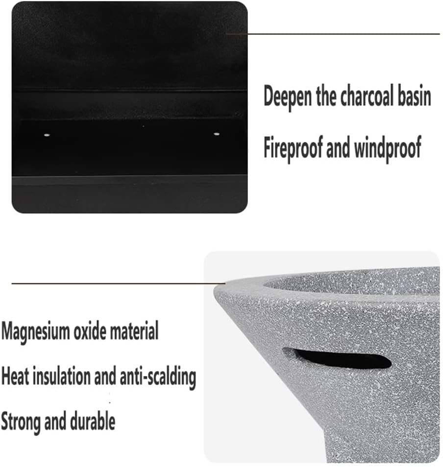 Outdoor Fire Pit Imitation Stone Fire Bowl,39CM Garden Terrace Courtyard Outdoor Wood Burning Fire Pit