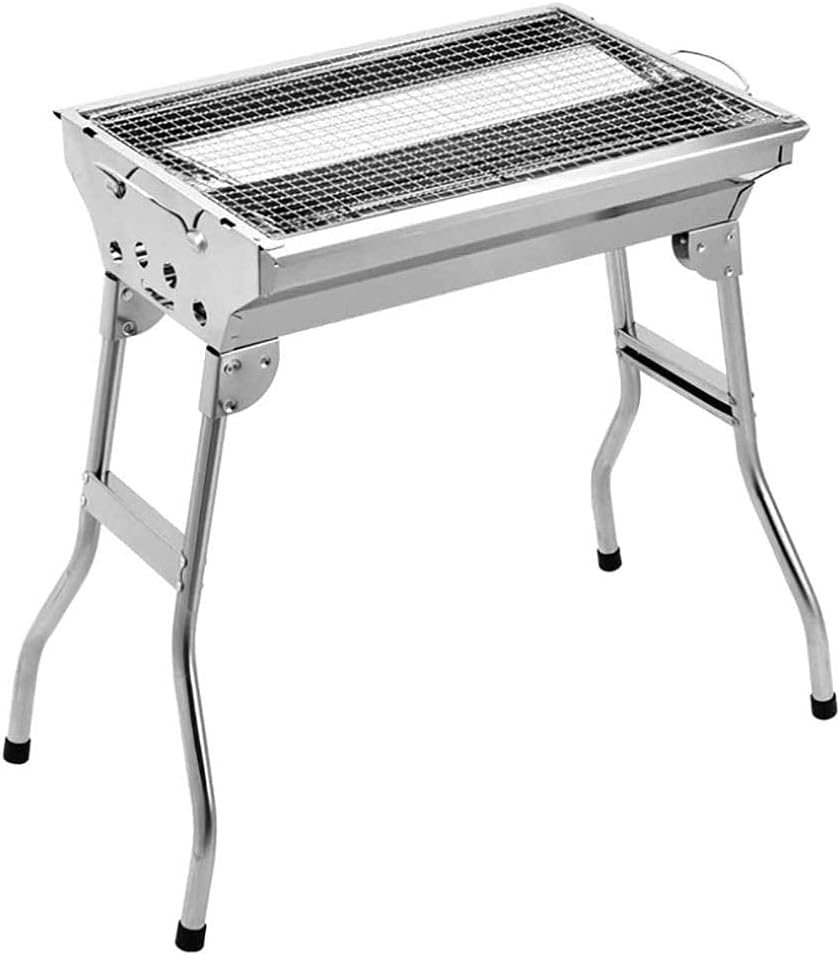 Barbecue Grill 19in Stainless Steel Charcoal Grill, Outdoor Folding Portable Grill, Barbecue smokeless Grill, Outdoor and Backyard Family Gathering to Entertain Guests