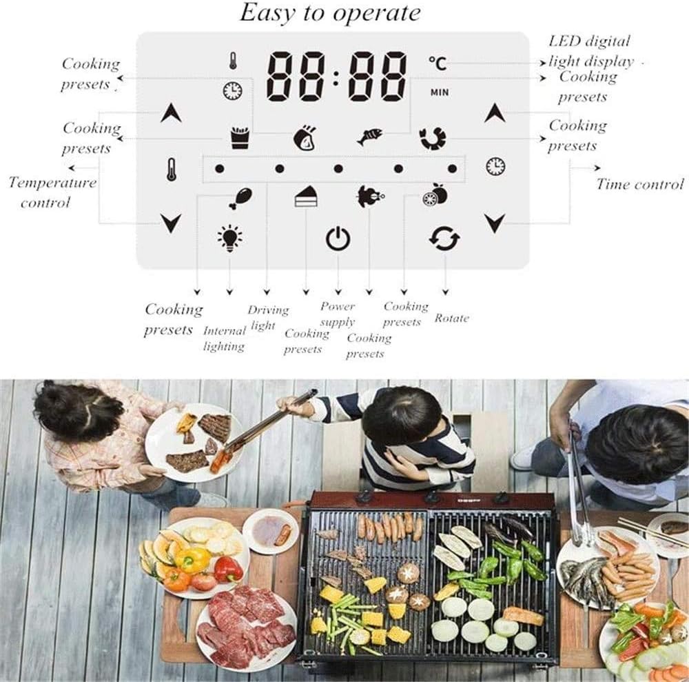 Air Fryer Electric Hot Oven Oilless Cooker LED Touch Digital Screen, 10-in-1 Countertop Oven with Dehydrator & Rotisserie, Preheat and Shake Reminder, Nonstick Basket, 9.5 QT-Black