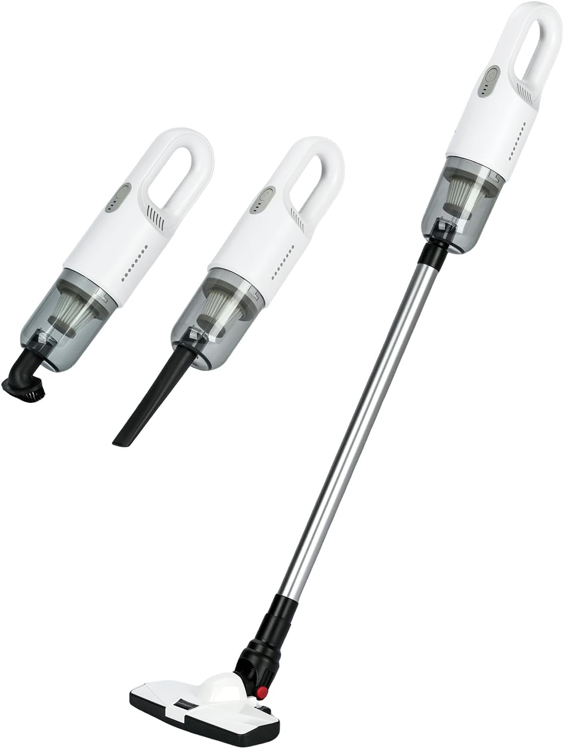 Stick Vacuum Cleaner Rechargeable Cordless, 2 Gear Suction Adjustable, 18000pa Suction Handheld Vacuum Upright Vacuum with HEPA Filter, Household Stick Vacuum for Pet Hair Hardfloor, Carpet (White)