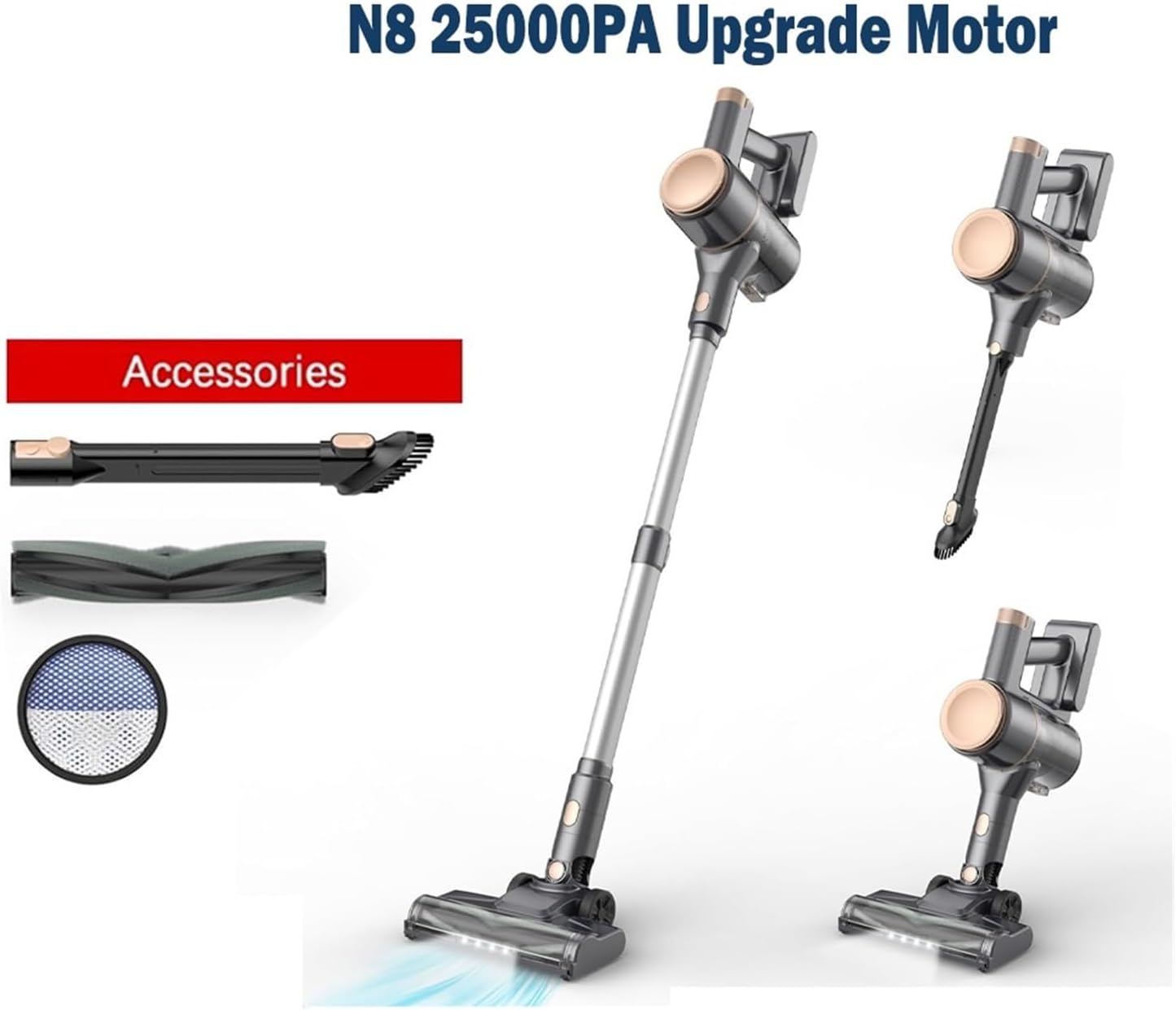 N8 Cordless Vacuum Cleaner | Compatible with INSE N8, 25Kpa Powerful Suction | 40 Mins Runtime | Lightweight Rechargeable Stick | Carpet Cleaning Tool​(N8 Blue)