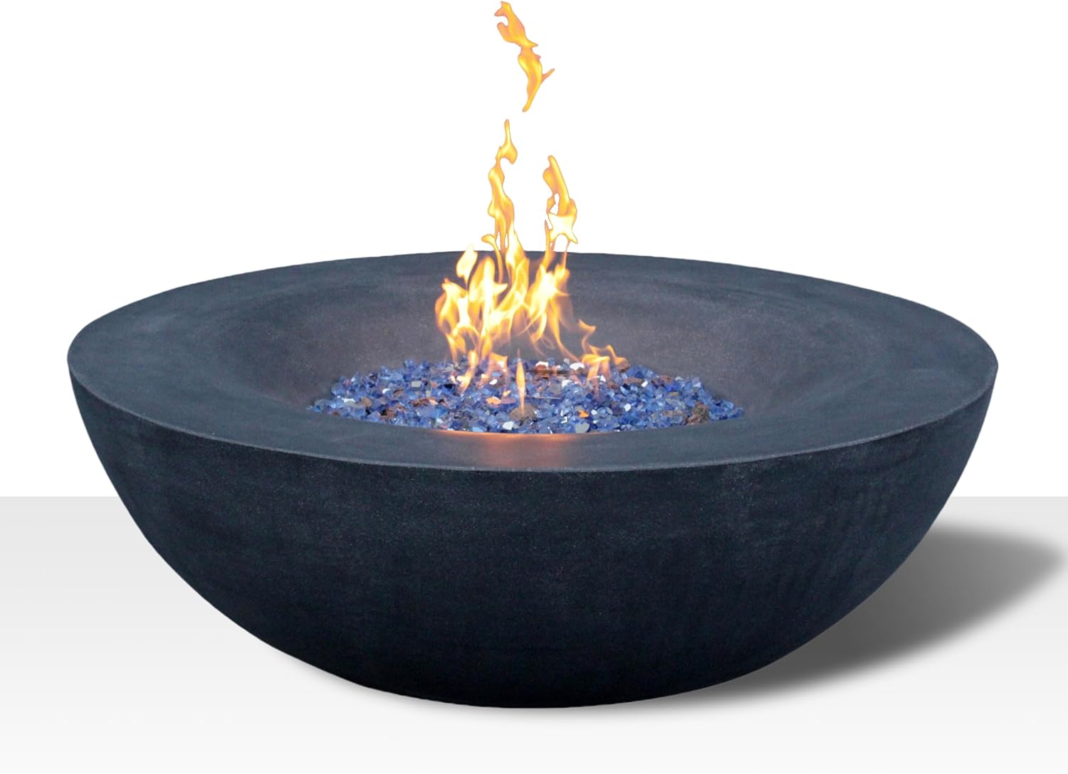 42 Inch Outdoor Concrete Propane Gas Fire Pit Bowl in Dark Gray Color