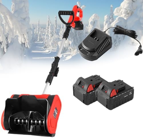 Electric Snow Shovel - Cordless Snow Blower with 2 Battery, Small Snowplow with Adjustable Front Handle & Telescopic Pole, Outdoor Snow Clearing Tool for School Roads Driveways