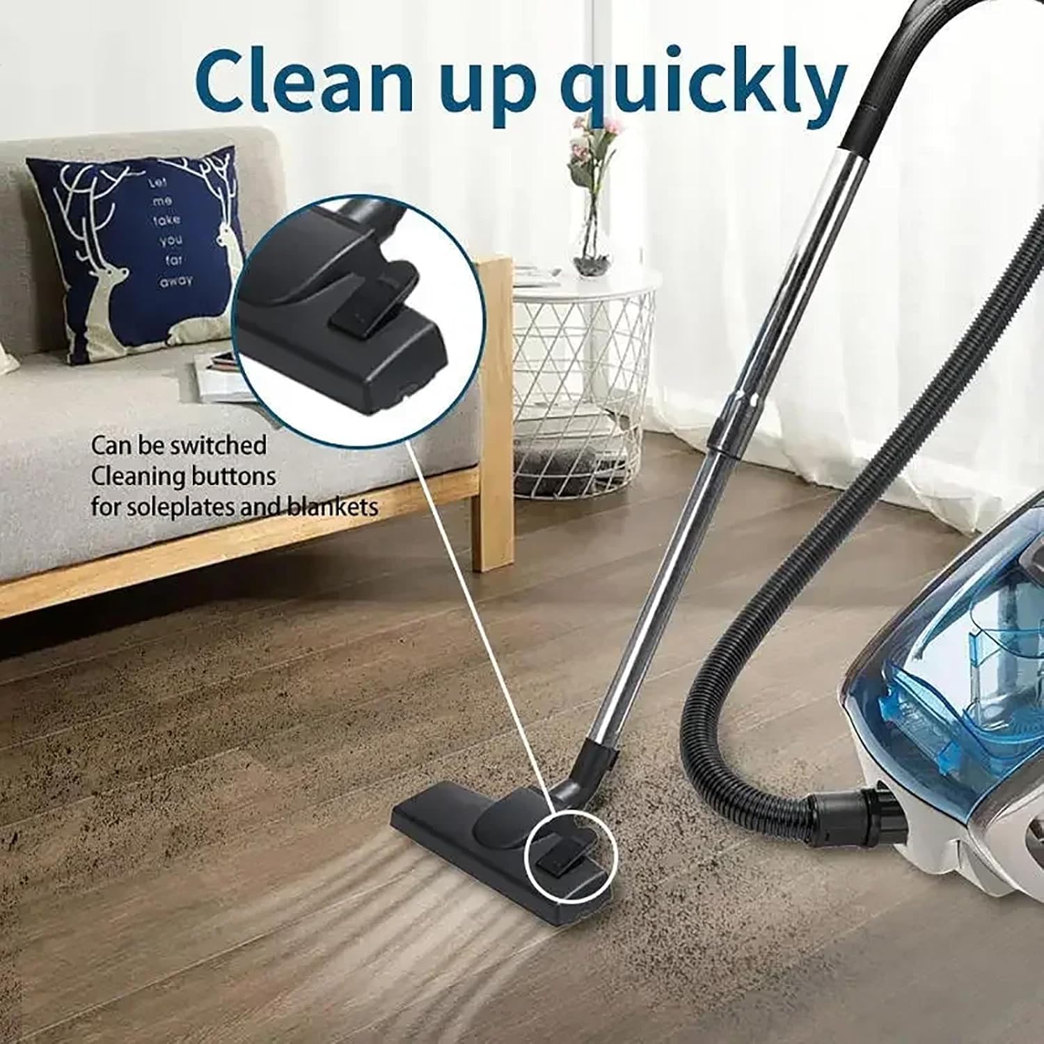 Handheld Cylinder Vacuum Cleaner, 1.8L Bagless Canister Vacuum Cleaner with HEPA Filter, Extendable Hose, Lightweight and Low Noise, Carpet and Hard Floor Cleaner