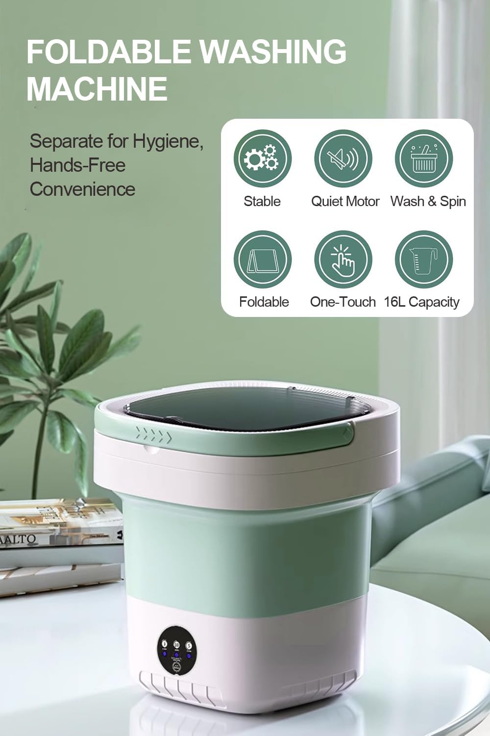 Portable Washing Machine, 16L Mini Foldable Washer with Spin Basket 3 Cleaning Modes, Small Collapsible Laundry Machine for Travel, Apartment, Home, and Camping,Pink