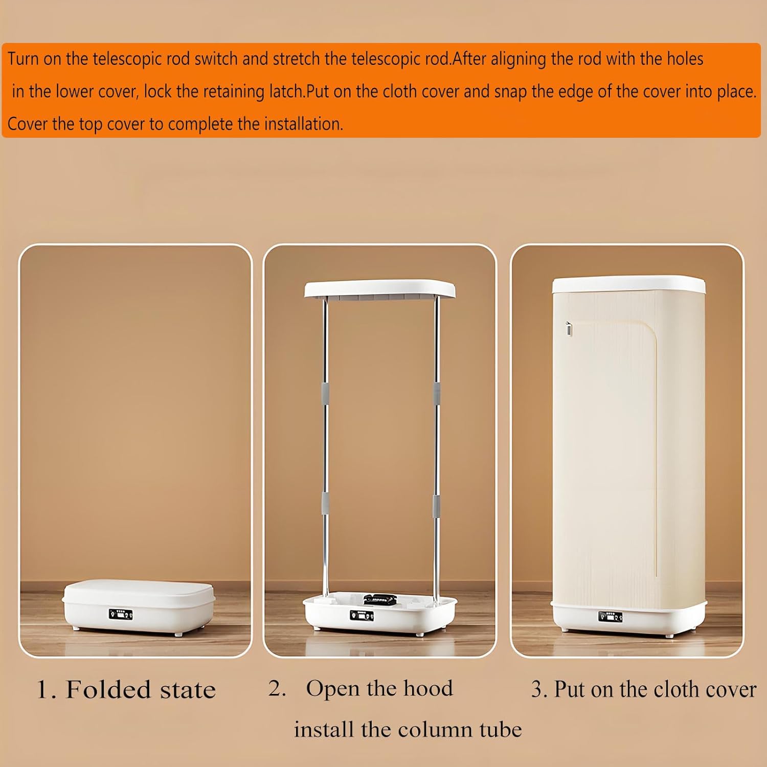 Folding Automatic Ironing Machine, Steam Closet for Clothes 240 Minutes Timer, Portable Dryer for Apartments 900w for Homes, Business Trips and Other Places