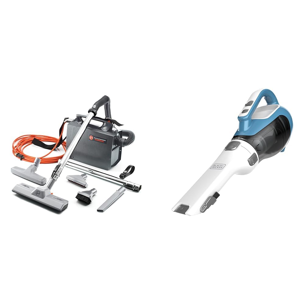 PORTAPOWER Lightweight Canister Vacuum Cleaner with Attachments & Black+Decker dustbuster AdvancedClean Cordless Handheld Vacuum